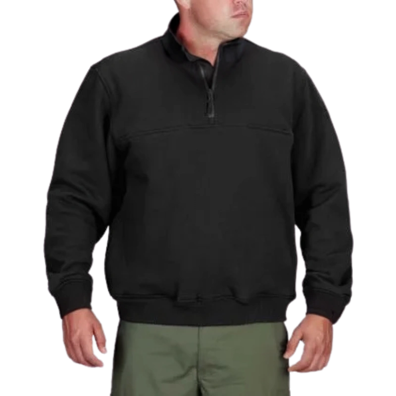 Schwarzes 1/4 Zip Arbeitshemd: Dein Job, dein Style. Schwarz wie die Nacht, cool wie du.